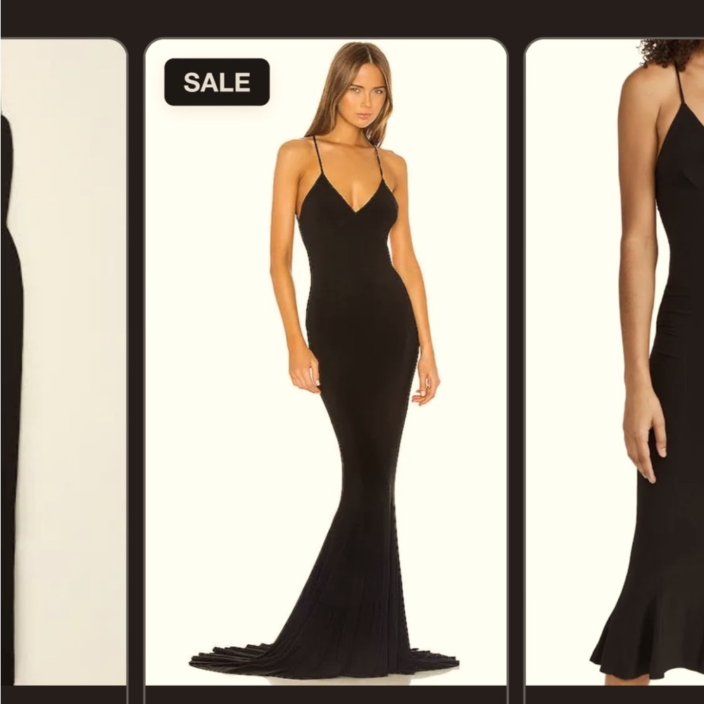 NORMA KAMALI long black spaghetti strap dress size XSMALL